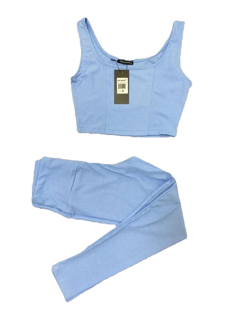 Compleu Modelator Fitness Bleu cu Bustiera fara Maneci