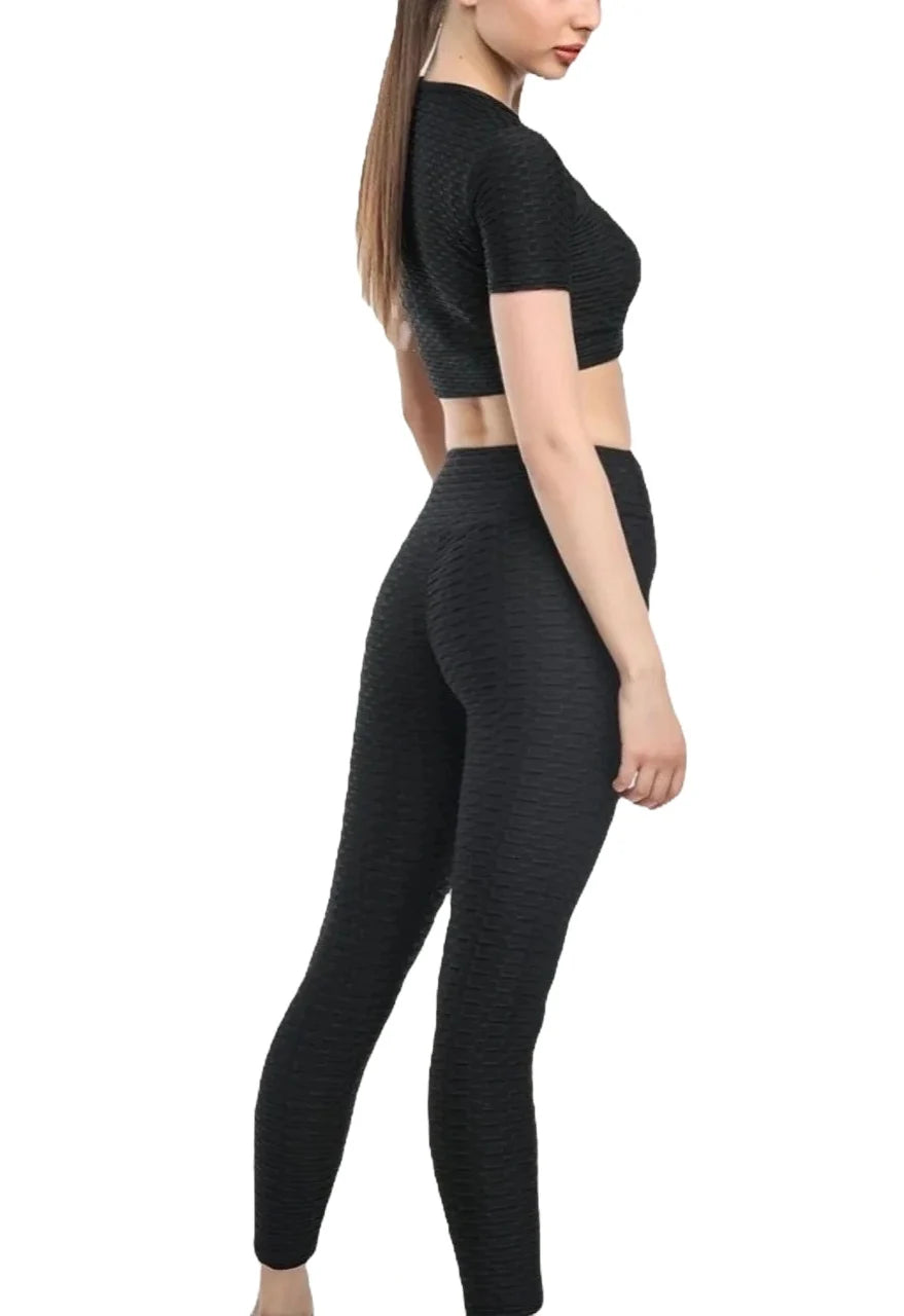 Compleu Modelator Negru Format din Colanti cu Top
